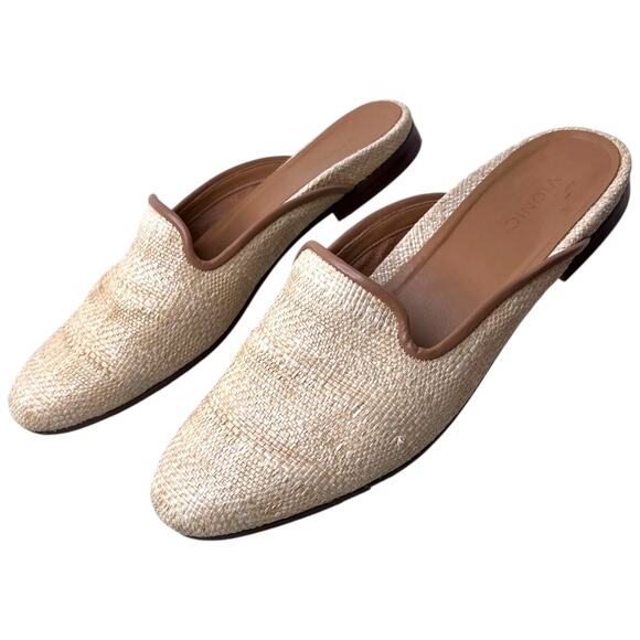 VIONIC Willa Flat Mule in Natural Raffia Tan Woven Loafers Comfort Women's 9.5 - Picture 4 of 11